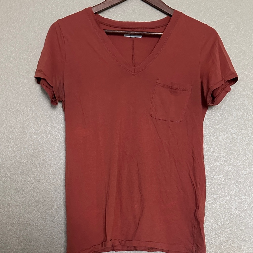Madewell Rust Short Sleeve V-Neck Tee